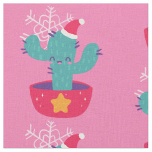 Tela navidades feos cactus copos de nieve del desierto