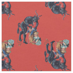 Tela navidades feos krampus rojo antiguo