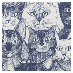 Tela navidades gatos azules