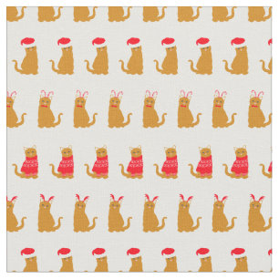 Tela Navidades Ginger Santa Hats Patrón en blanco