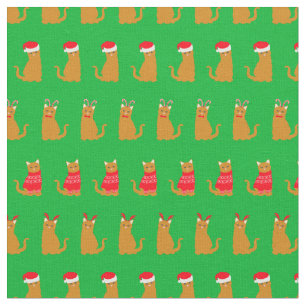 Tela Navidades Ginger Santa Hats Patrón en verde
