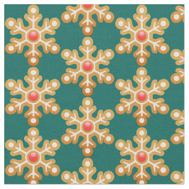Tela Navidades Gingerbread Snowflake Green Pattern