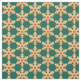 Tela Navidades Gingerbread Snowflake Green Pattern