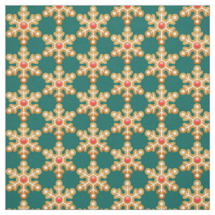 Tela Navidades Gingerbread Snowflake Green Pattern
