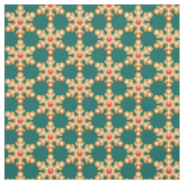 Tela Navidades Gingerbread Snowflake Green Pattern (Retal)