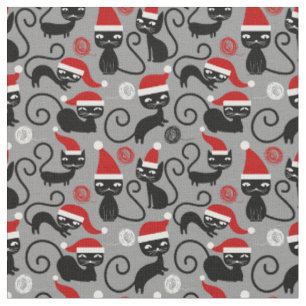 Tela navidades grises santa cats