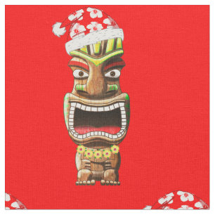 Tela Navidades hawaianos Santa Tiki