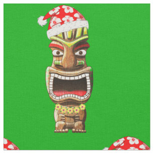 Tela Navidades hawaianos Santa Tiki