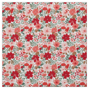 Tela Navidades Holiday Florals - Rojo y Verde