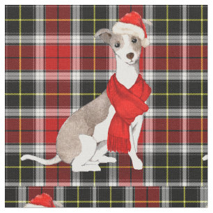 Tela Navidades italianos de Greyhound y Red Plaid