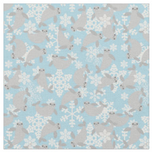 Tela navidades manatares de copos de nieve azules de in