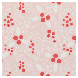 Tela Navidades Mistletoe de Red Pink White Holly Berrie