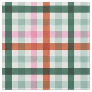 Tela Navidades modernos de Gingham Verde y Rojo