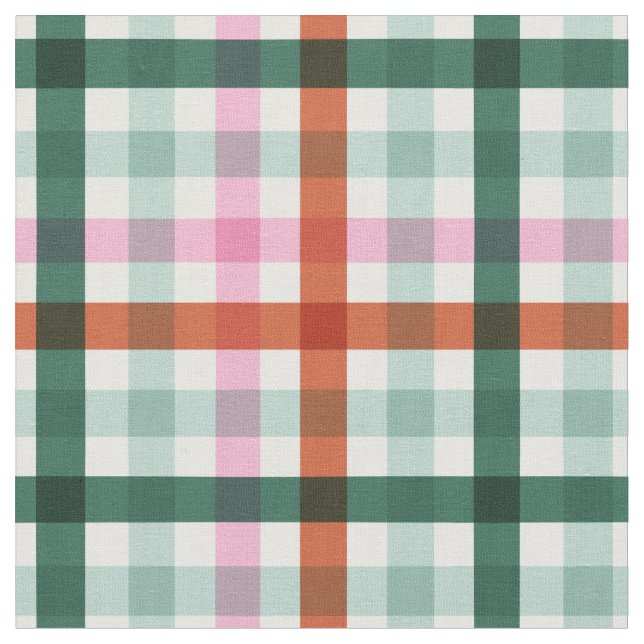 Tela Navidades modernos de Gingham Verde y Rojo (De cerca)
