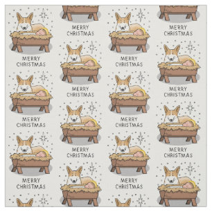 Tela Navidades Natividad Pembroke Welsh Corgi (rojo1) D