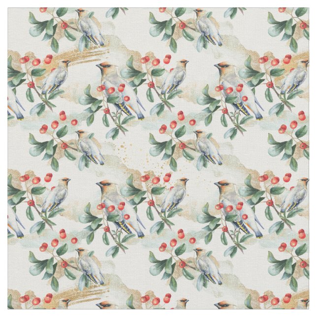 Tela Navidades naturales de la acuarela de Bird and Ber (De cerca)