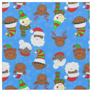 Tela navidades negros mrs claus african santa elf bear