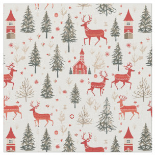 Tela Navidades nórdicos de invierno de Woodland Deer