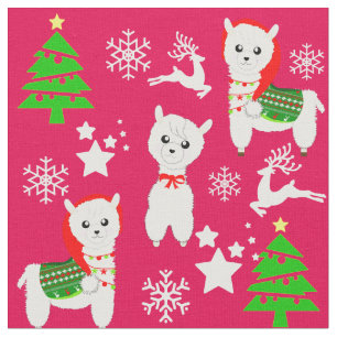 Tela Navidades Patrón de burra chiflada Llama Snowflak