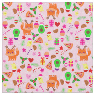 Tela navidades pizza pollo aguacate pink