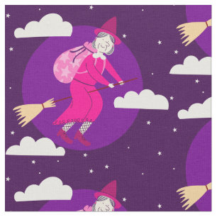 Tela navidades púrpura bruja befana broomrider spookmas
