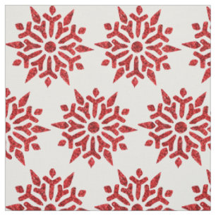 Tela Navidades Purpurina Rojo Mira Patrón De Copo De Ni