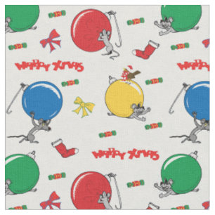 Tela Navidades ratón gracioso con bolas
