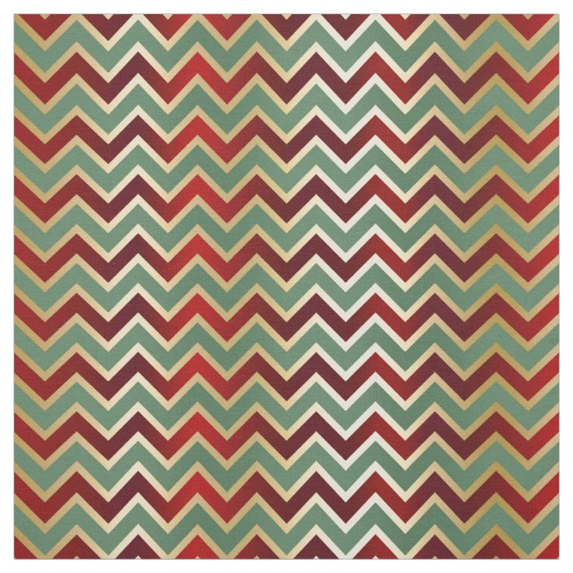 Tela Navidades Red Green Gold Chevron (Retal)