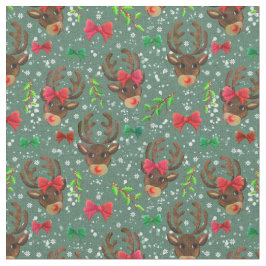 Tela Navidades Reindeer Forest Green