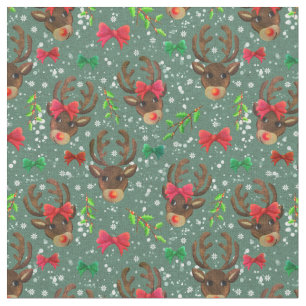 Tela Navidades Reindeer Forest Green