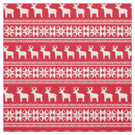 Tela Navidades Reindeer Patrón copo de nieve Rojo vinta