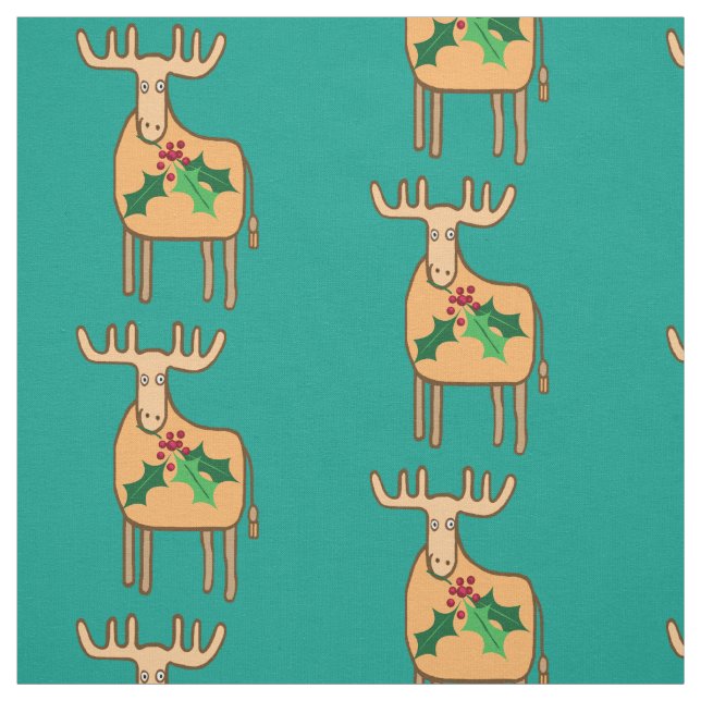 Tela Navidades renos con sprig holly (Retal)