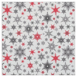Tela Navidades, rojo, blanco, copos de nieve, invierno