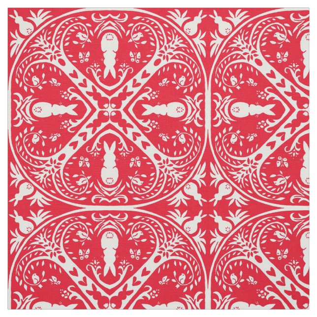 Tela Navidades Rojo Conejo Conejo Conejo Naranja Medall (Retal)