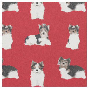 Tela navidades rojos de perro de Biewer