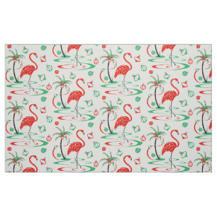 Tela Navidades rojos Flamingo Baubles gran patrón