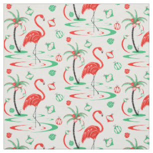Tela Navidades rojos Flamingo Baubles pequeño patrón