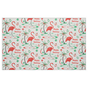 Tela Navidades rojos Flamingo Felices Fiestas grandes