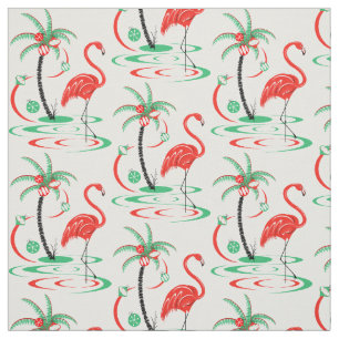 Tela Navidades rojos Tejidos flamingo de pequeño patrón