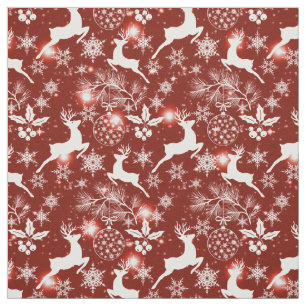 Tela Navidades rojos y blancos con renos, no