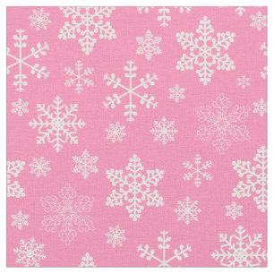 Tela navidades rosados copos de nieve helados