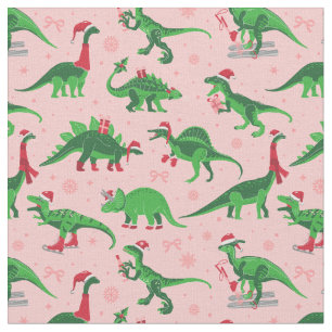 Tela navidades rosados dinosaurios estegosaurus tricera