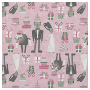 Tela navidades rosados monstruo novia frankenstein