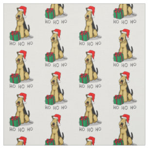 Tela Navidades Santa Airedale Terrier HO HO Cute