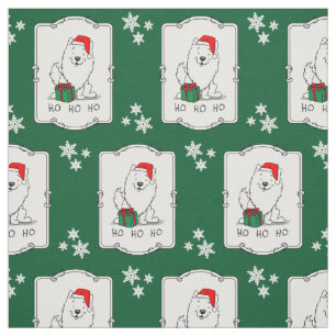 Tela Navidades Santa American Eskimo Dog HO HO Cute