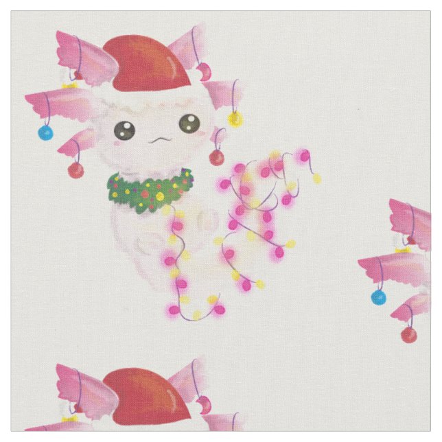Tela navidades santa axolotl (De cerca)