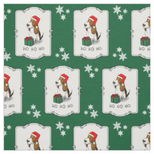Tela Navidades Santa Basset Hound (tri color 1) Cute