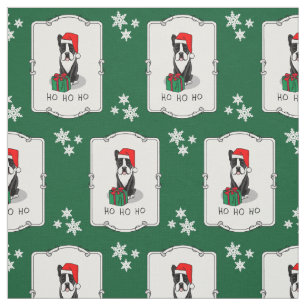 Tela Navidades Santa Boston Terrier (negro)