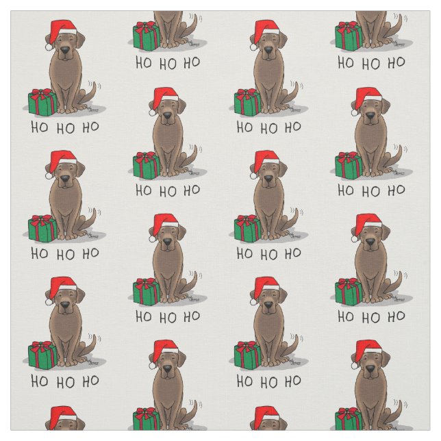 Tela Navidades Santa Chocolate Labrador Recupera curios (Retal)
