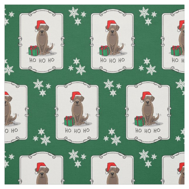 Tela Navidades Santa Chocolate Labrador Recupera curios (Retal)